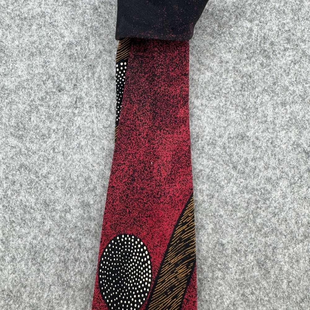 Gian Carlo Lamberti Tie Mens OS Abstract Geometric Burgundy Silk EUC
